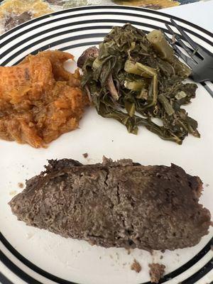 Dry & Salty  ass MEATLOAF SWEET Potatoes, Salty ass Greens Money down the got damn