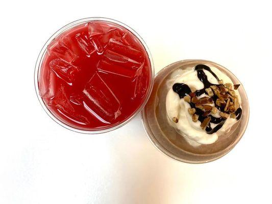 Pomegranate Cherry Cosmo energy & Snickers Shake