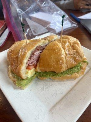 The Boss Egg Sandwich with butter croissant and avocado