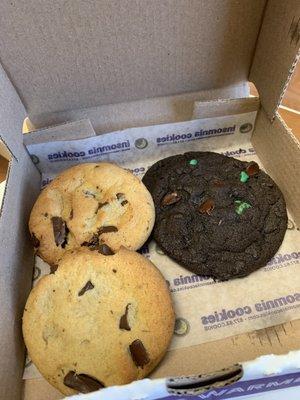 Chocolate Chunk Cookie and Double Chocolate Mint Cookie