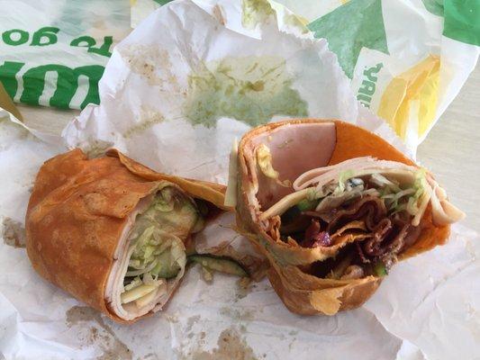 welcome to signature wrap from subway. is this RUBBISH OR FOOD??? should see when the person put the guacamole...