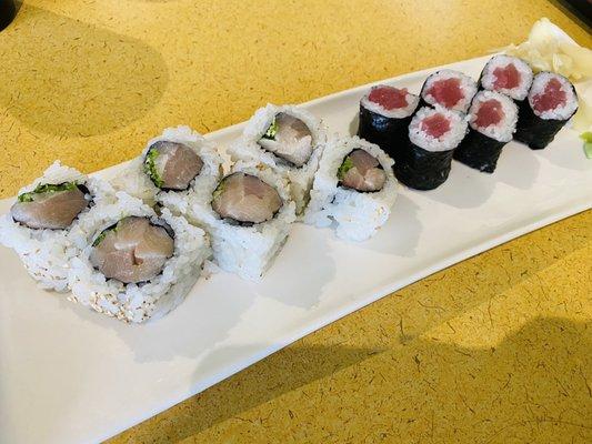 Negi Hama Roll (Front) and Tekka Maki Roll (Back)