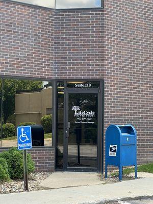 Office entrance, north side of building