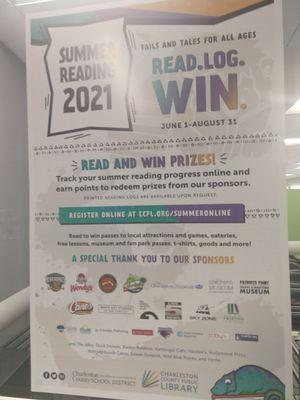 Summer reading program... adults can log books too and get prizes.