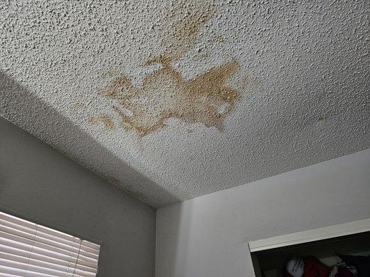 Master bedroom ceiling/roof water damage from faulty panel installation