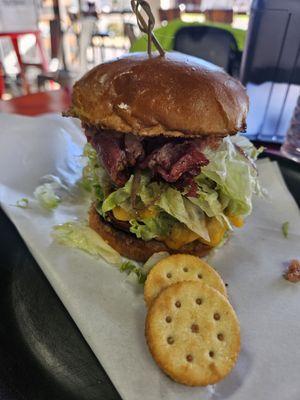 The GOAT Pastrami Burger @ Flat Track Cafe. -Yuuum Yum!