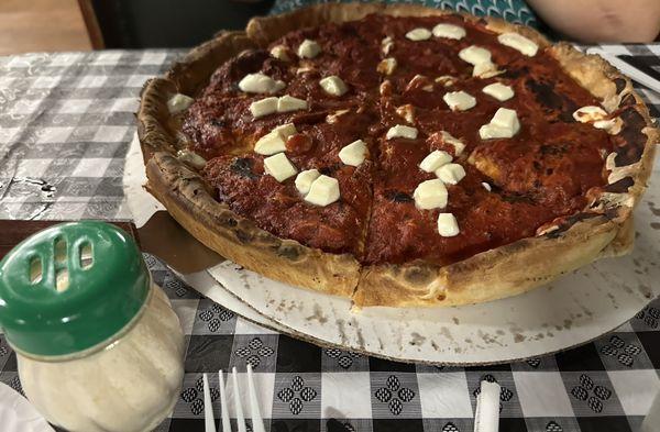 14 inch deep dish with mozzarella