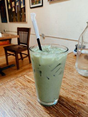 iced honey matcha latte