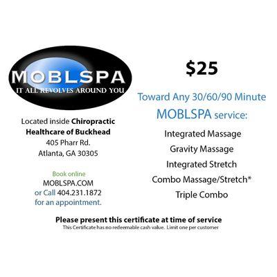 $25 off your your first appointment by mentioning this voucher