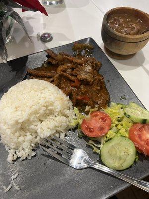 Beef and rice lunch