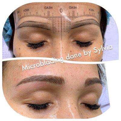 Microblading eyebrows and eyelashes extensions, Sylvia Huong giang beauty salon have promotions for lashes and brows