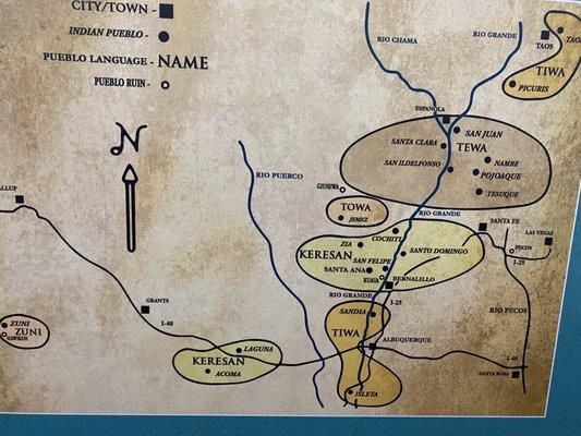 Map of pueblos and languages.