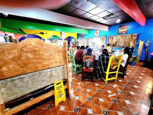 One of the dining areas near the front.