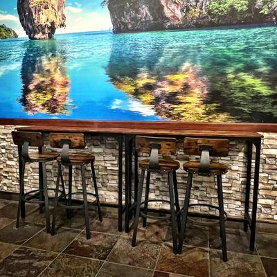 New bar table and refreshing mural