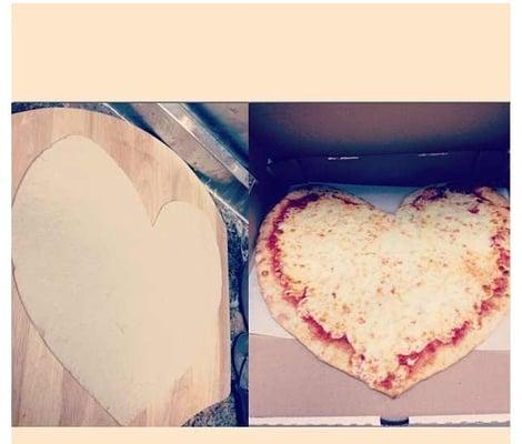 Our heart shaped pizza for valentines day ! Showing love