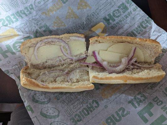 Avoid this store. First time getting this kind of quality from Subway...  Tuna melt footlong btw