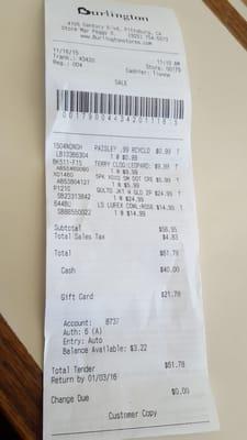 Receipt... Click on it to see it!