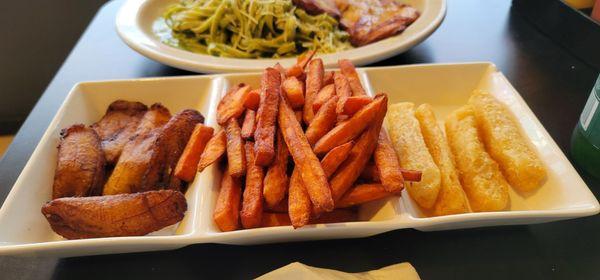 Plantains, sweet potato fries, and yucca