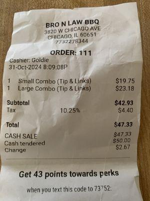 Of the ridiculous price for 2 items on this menu. $47.33