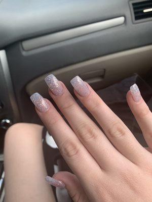 Gel full set $45 sparkly polish over acrylic