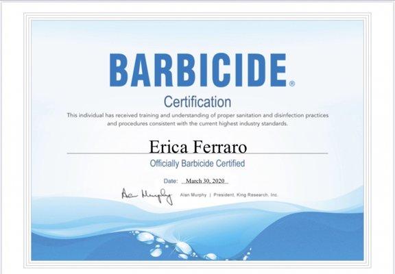 Barbicide Cert Erica