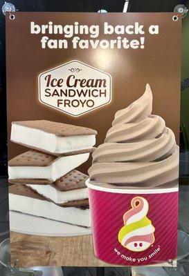 The Ice Cream Sandwich Froyo is back for a limited time.