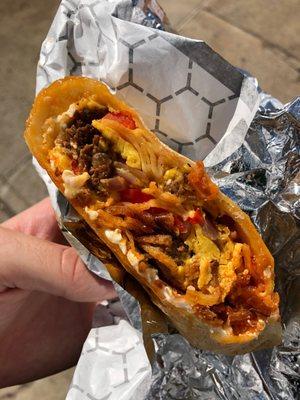 breakfast burrito with chorizo (highly recommend the mushroom variant too!)