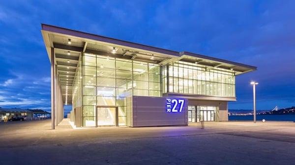 Phase I of San Francisco's Pier 27 facility housed the headquarters for the 2013 America's Cup. The LED can glow in an array of colors.