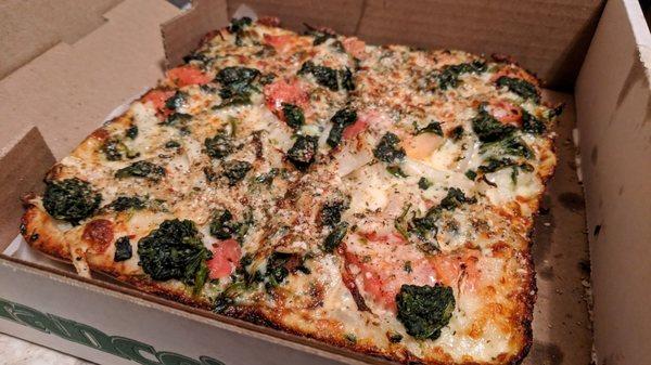 Franco's - personal white pizza, spinach added.