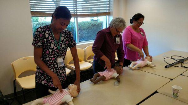 CPR-Infant compressions. 1/3 depth at 100-120 per minute rate.