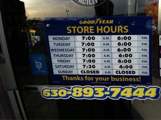 Store hours.