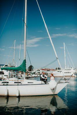 My husband and I are celebrating our wedding on Keith's sailboat!