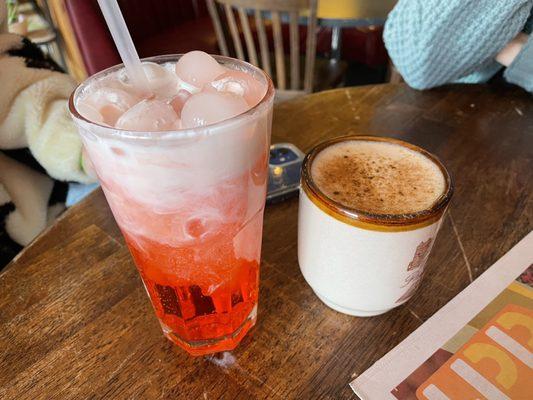 Pomegranate Italian Soda with cream & Chai