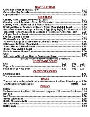 Updated menu 10/2019, breakfasts