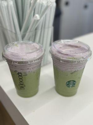 Iced lavender oat milk matcha