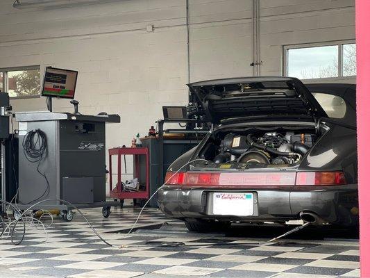 Porsche on the rollers