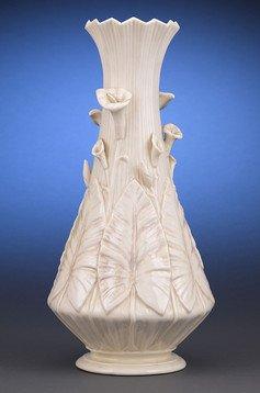 Irish Belleek porcelain vase part of a collection.