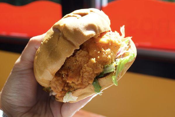 Another shot of the spicy chicken sandwich.