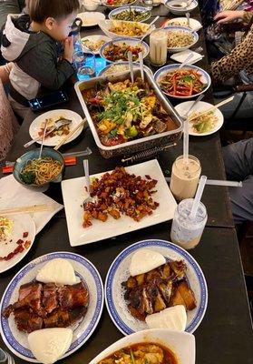 Dinner spread, most of the dishes