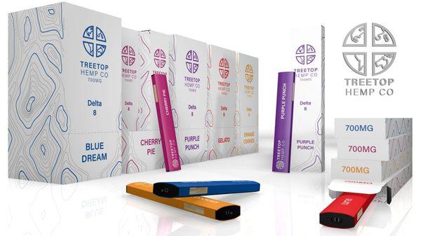 Delta 8 disposable and rechargeable pens from Treetop Hemp (Prophet brand eliquids)