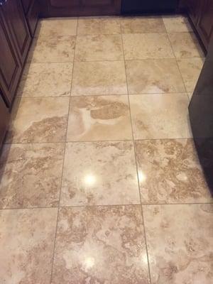 Travertine clean sealed and a light Polish