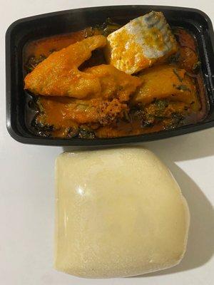 Pounded Yam (FUFU) & Efo Riro (Vegetable Soup)