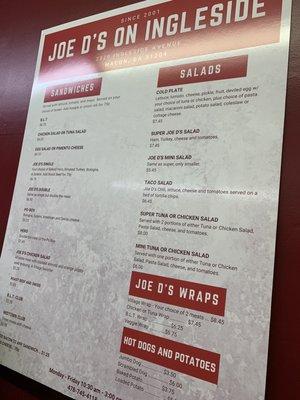 The menu