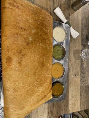 Tasty and authentic dosa worth a variety of chutneys and sambhar.