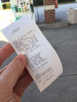 Car wash code on receipt