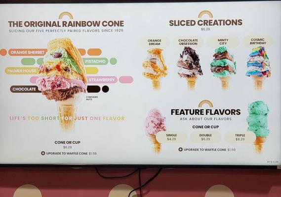 You can get the OG rainbow cone ($6.25) or a "normal" flavor like mint chip or birthday cake