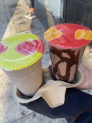 Espresso cappuccino mocha and double chocolate with boba