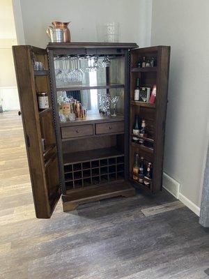 Bar Cabinet with doors open