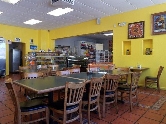 Comfy dining room near the bakery cases