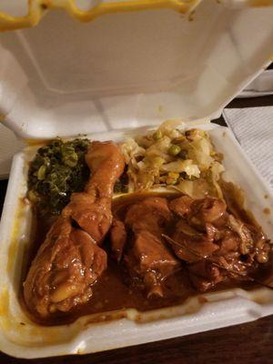 Take 2 of Stewed chicken with collard greens and cabbage